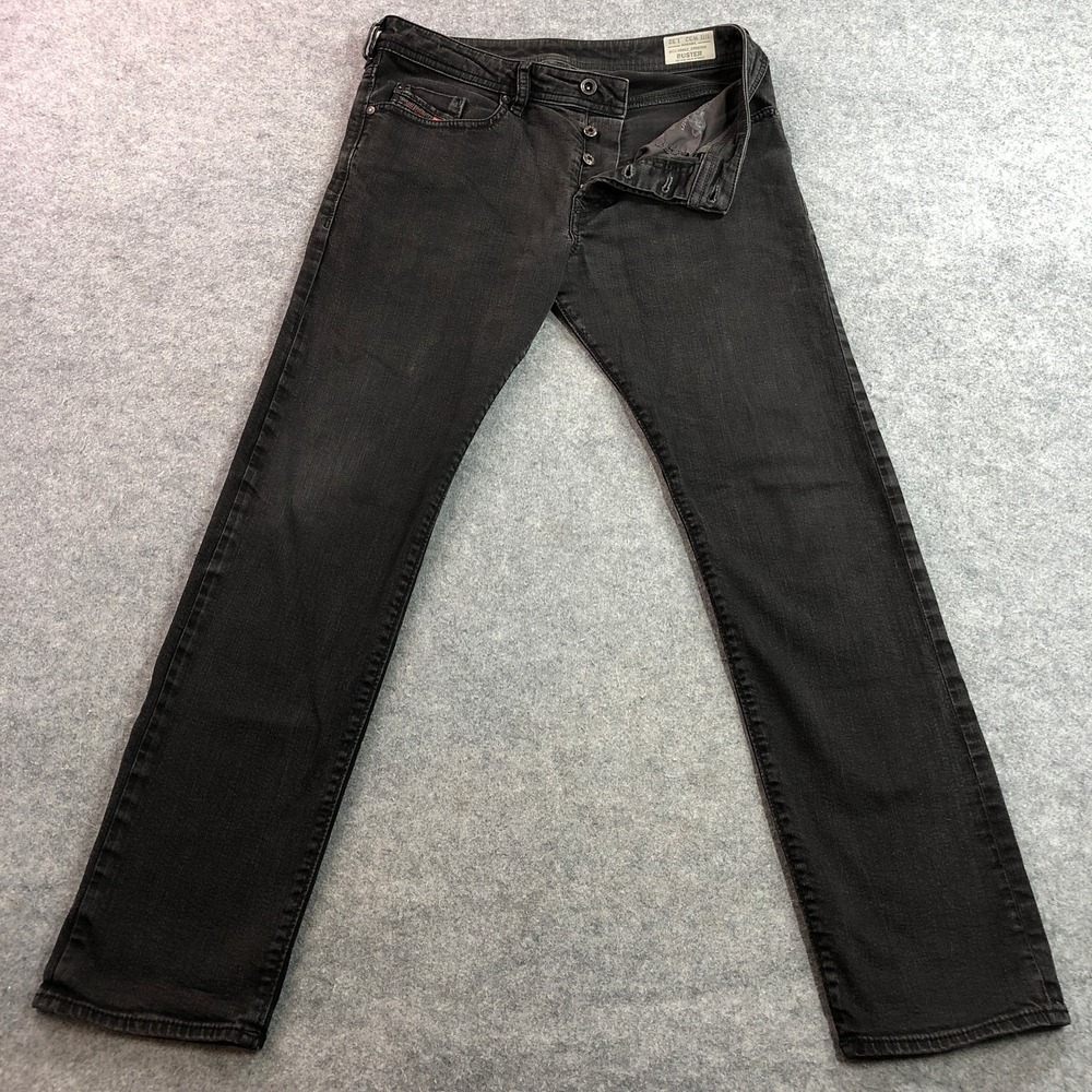 Diesel Mens Buster Jeans 32x32 Black Regular Slim Tapered Stretch 0886Z